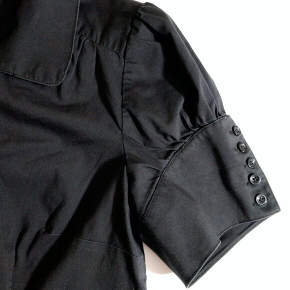 Willi Smith Women's Black Collared Short Sleeve Button Up M Medium - Picture 4 of 7